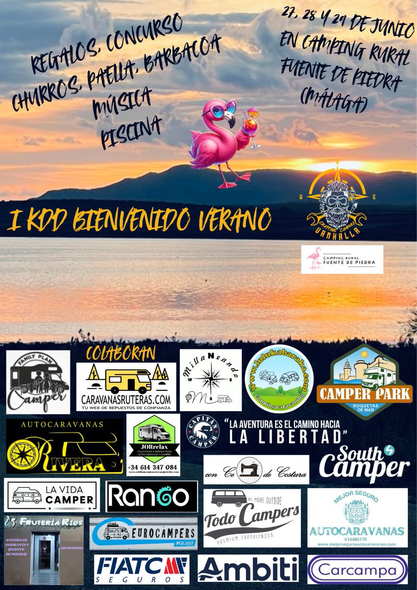Millaneando's tweet image. Quedan 2 plazas libres y el finde promete.
Hay un programa súper chulo con desayunos, paella, barbacoa...👏🏻👏🏻
Gracias a @campersvanhalla por organizar esta Kdd 😍
Contando los días!!
Feliz tarde a todos! 🫂
#millaneando #malaga #fuentedepiedra  #vanlife #roadtrip #campersvanhalla
