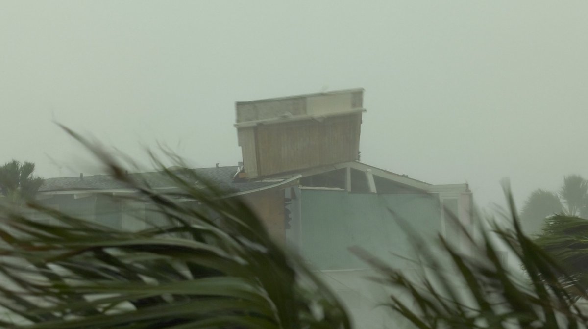 19 miles from the center of hurricane Michael, this home looses a large section of roof on Panama City Beach. Hurricanes just have to get close.