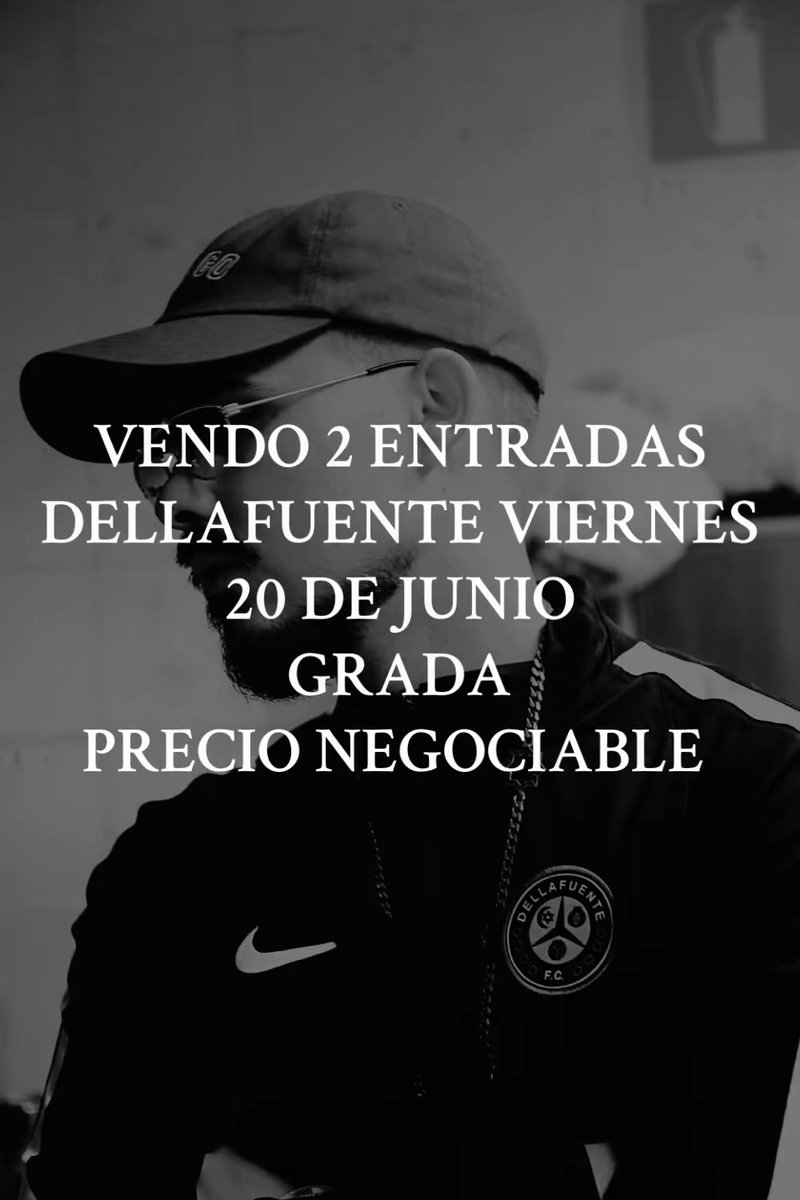 VENDO 2 ENTRADAS PARA VER A DELLAFUENTE EL VIERNES 20 DE JUNIO EN MADRID, EN GRADA, SECTOR 433. 
TRANSFERENCIA POR TICKETMASTER!!! 
#dellafuente #conciertodellafuente #madrid #EstadioMetropolitano