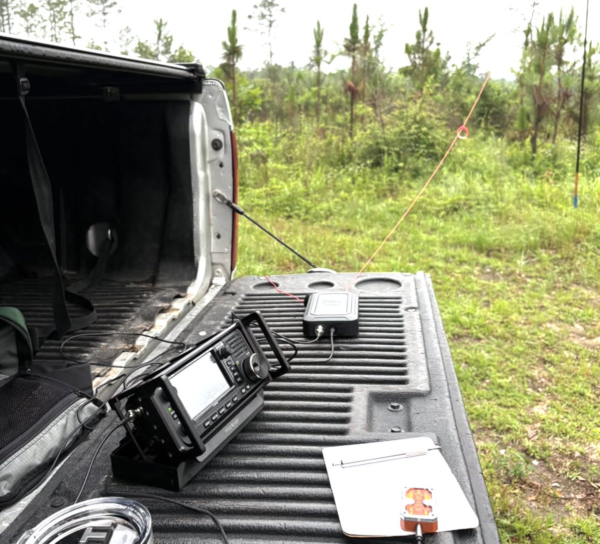 IC-705 paired with AH-705. The perfect #QRP setup to get on the air. (Photo Credit: Aaron B., W4ARB) #ParksOnTheAir #POTA #hamradio #IcomEverywhere