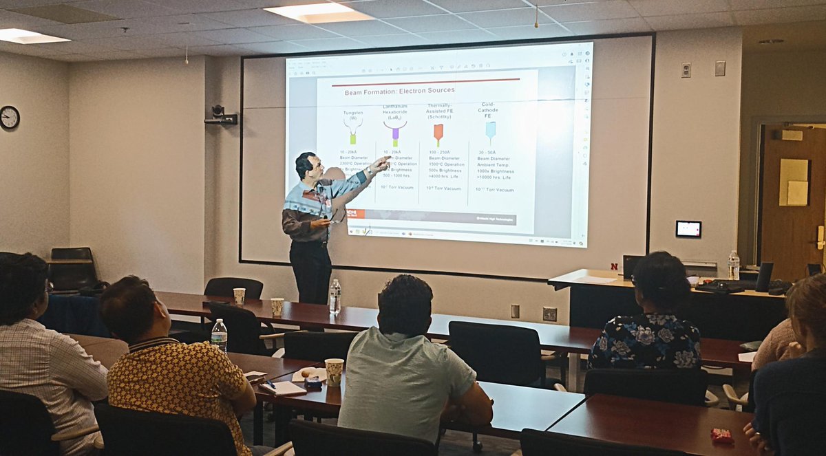 BiotechUNL's tweet image. Thanks to all who joined our SEM/EDS Workshop! Hands-on training in imaging & analysis.
Imaging highlights: raw 🐔, nematodes, biochar, & a coin w/ powder residue!
Thanks Bob @Hitachi_US & Sonika @OxInst for your time, expertise, & donation!
Got a sample? Come test it with us!