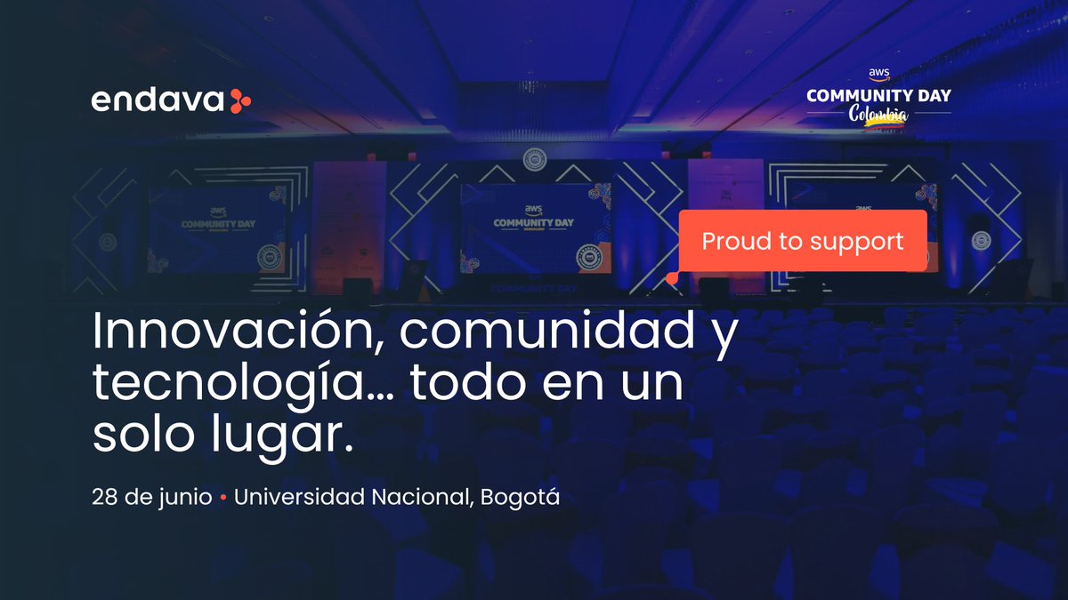 endavalatam's tweet photo. ¡La nube nos une! ☁️ Estamos orgullosos de ser sponsor del #AWSCommunityDay Colombia 🇨🇴 Charlas, talleres, demos y networking con líderes tech.

📍 ¡Visítanos en nuestro stand!
🔗 https://t.co/tv0bWuMKgF
 #EndavaAWS #ProudToSupport #AWS #TechCommunity https://t.co/uT5YW8pAv0