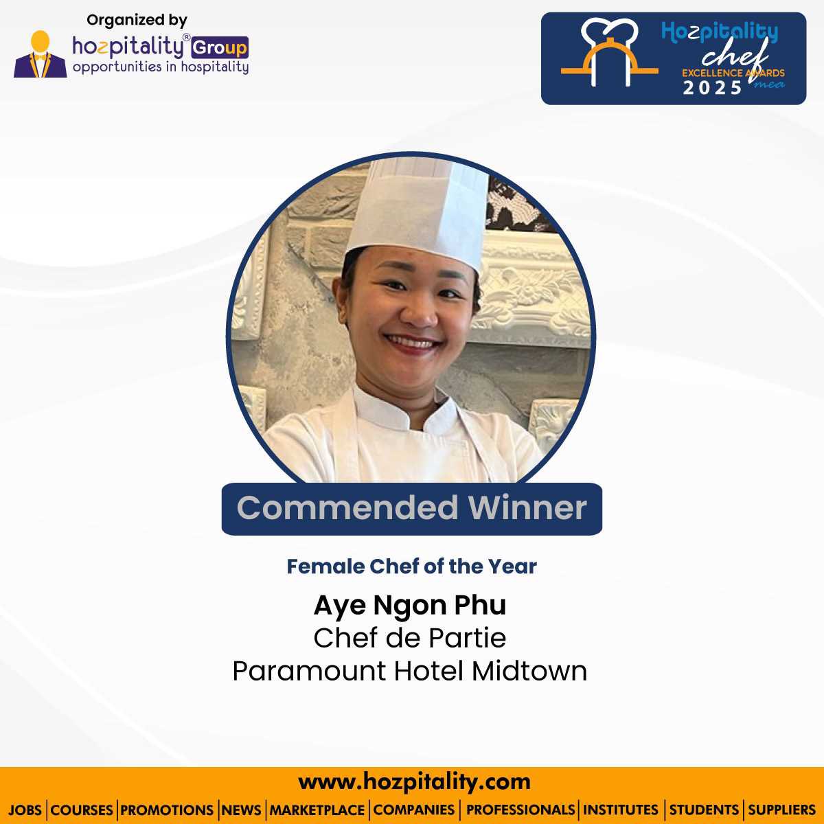 hozpitality's tweet image. Paramount Midtown Hotel's Rising Culinary Talent Recognized for Dedication and Skill.

hozpitality.com/Hozpitalitygro…

#AyeNgonPhu #ChefDePartie #ParamountHotelMidtown #MiddleEastChefExcellenceAwards2025 #FemaleChefOfTheYear #CommendedAward #HozpitalityGroup #WomenInCulinary