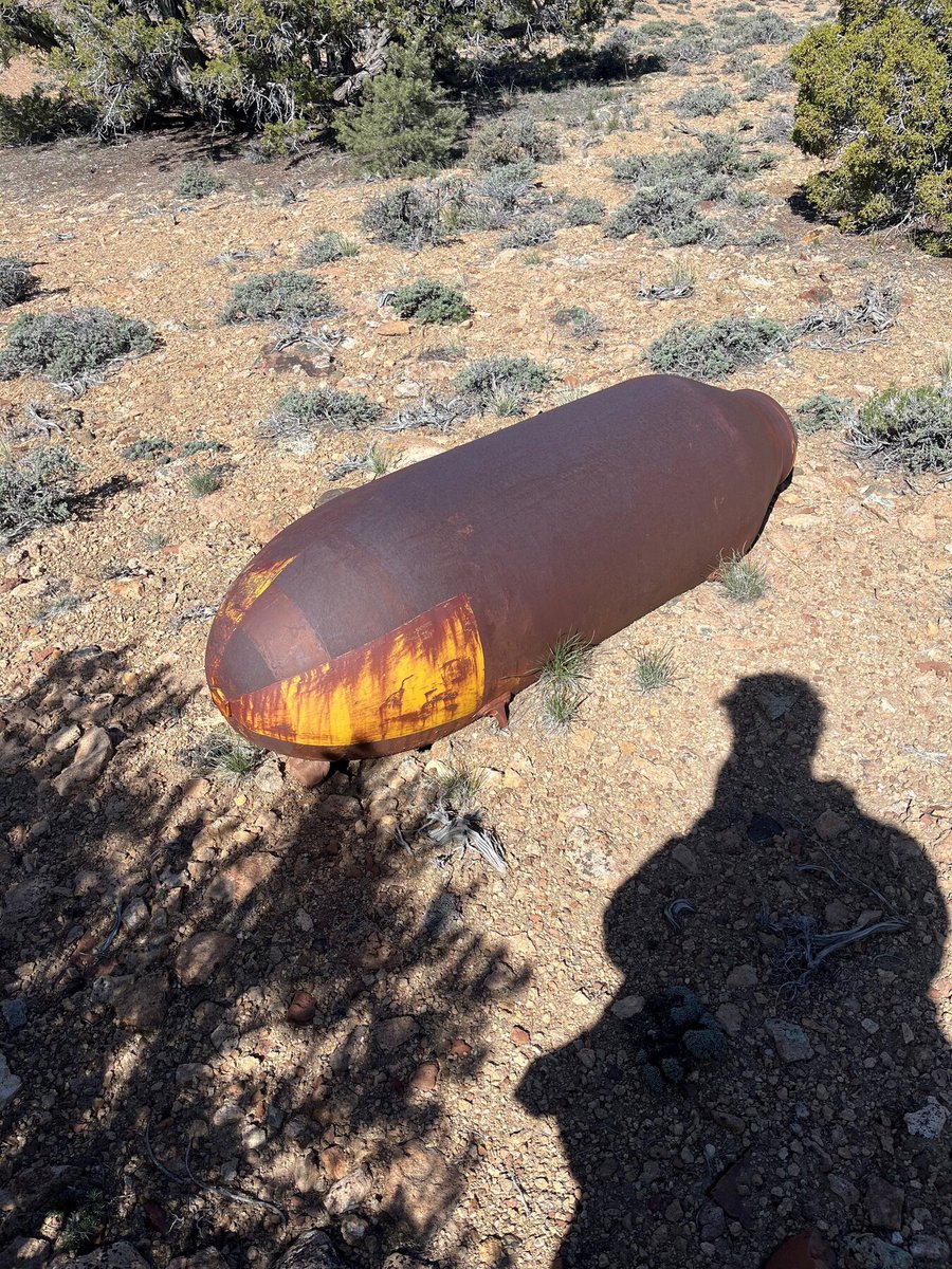 RMS_Elko's tweet photo. You never know what you’ll uncover in the field… 💣 Our crew stumbled on this decades-old test bomb while staking claims! Just another day in mineral exploration with Rangefront.
#ClaimStaking #MineralExploration #Rangefront https://t.co/SE1thNaEDY