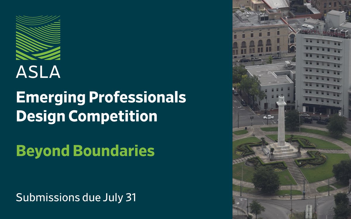 teams
ASLA is hosting an Emerging Professionals Design Competition!

Winners will receive full registration to ASLA 2025 (New Orleans) or 2026 (Los Angeles) Conference for individual or winning teams + Publication on ASLA channels.

🔗Learn More: asla.org/EmergingProfes…