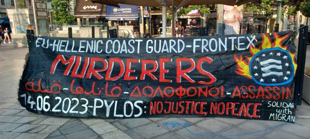 Gathering in Omonoia square 2 years like tomorrow, from the most inhuman crime in the #Mediterranean sea were more than 600 people lost their lives, murdered by the hellenic coast guard indifference and EU  borders 

#antireport 
#refugeesgr
#Pylos
