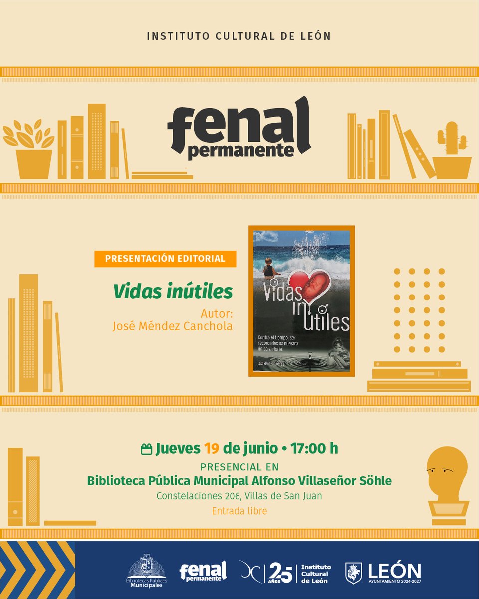 ¿Qué hacemos con nuestra vida y qué hace la vida con nosotros? 🤔

❓Esta es una de las premisas de #VidasInÚtiles, libro de José Méndez Canchola que se presentará el próximo jueves 1️⃣9️⃣de junio, a las 17:00 h, en la Biblioteca Pública Municipal Alfonso Villaseñor Söhle, dentro