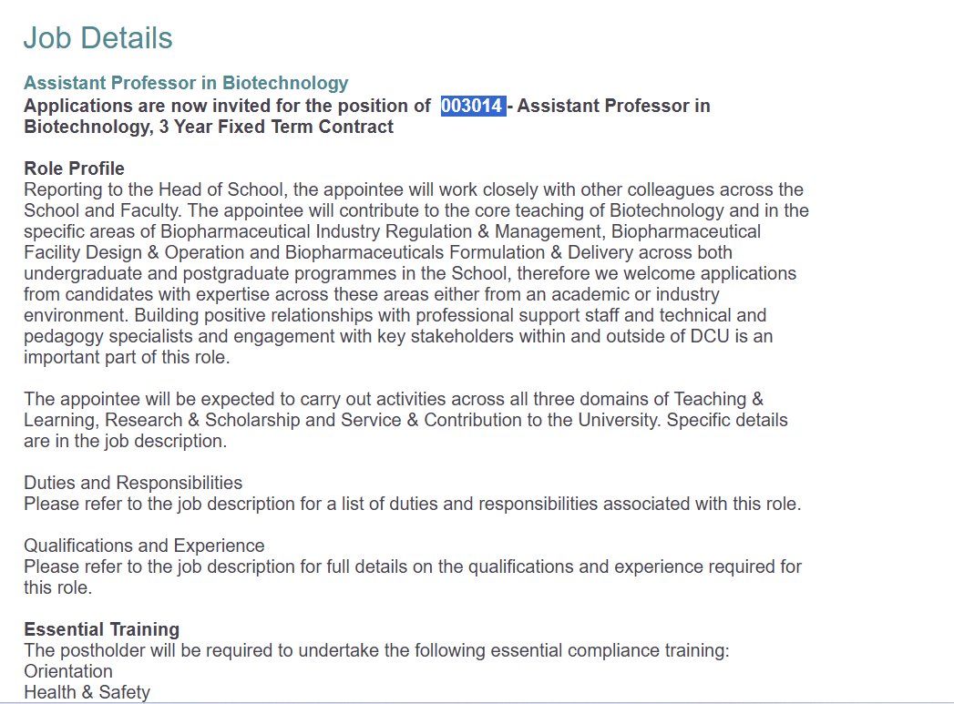 DCU School of Biotechnology (@dcubiotech) on Twitter photo <a href="/DcuBiotech/">DCU School of Biotechnology</a> is looking for an assistant professor in #Biotechnology. Please check the DCU Jobs webpage for specific details. Job Reference 003014. Deadline 27th of June 2025. <a href="/DcuBiotech/">DCU School of Biotechnology</a> is looking for an assistant professor in #Biotechnology. Please check the DCU Jobs webpage for specific details. Job Reference 003014. Deadline 27th of June 2025.