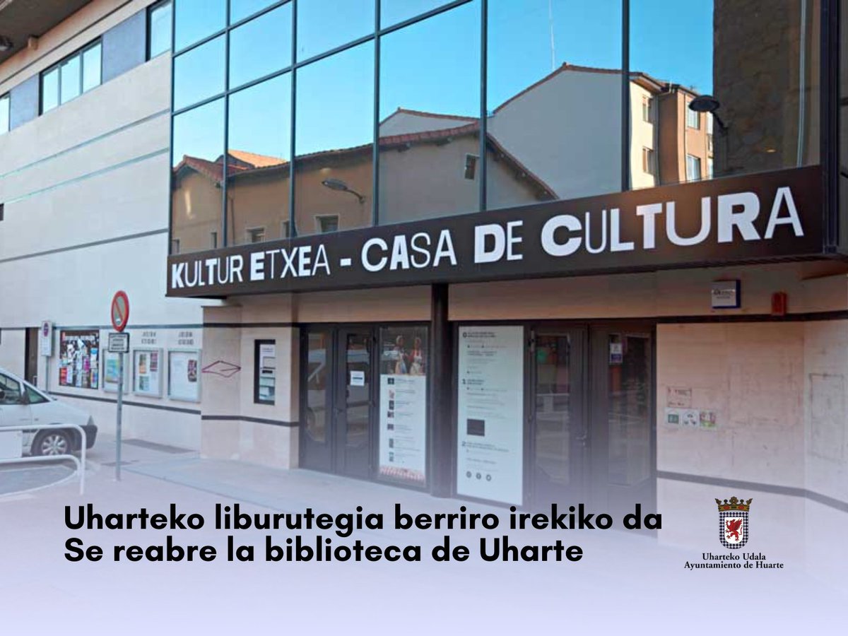 SE REABRE LA #BIBLIOTECA DE #UHARTE 📚
Nos complace comunicar que el servicio de biblioteca se reanudará el MIÉRCOLES 18 de junio, en horario de verano de 8:30 a 14:30 horas.
