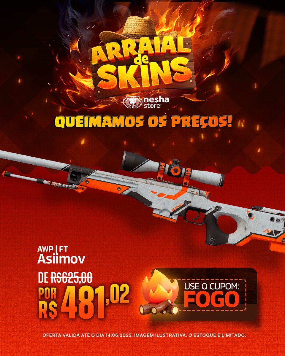 Já virou sua bandeirinha hoje para concorrer a um kit de periféricos Pro Player? 👀

Além dos mais de R$140 OFF na compra dessa AWP Asiimov você também QUINTUPLICA suas chances! 😱

Bora torcer pra FURIA de Skin nova! 😎
neshastore.com/?q=awp%20asiim…