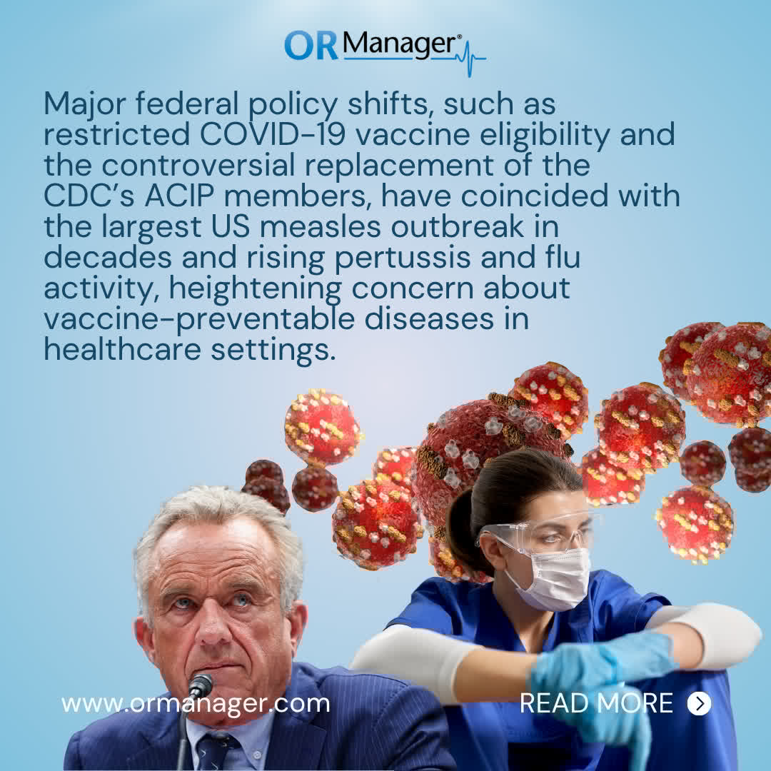 OR_Manager's tweet image. 🦠 Vaccine health is back in the spotlight. 

Amid rising infectious disease outbreaks and shifting vaccine policies, how can perioperative leaders best prot... ormanager.com/amid-outbreaks…

#ORManager #PerioperativeLeadership #InfectionPrevention #ORSafety #HealthcareLeadership