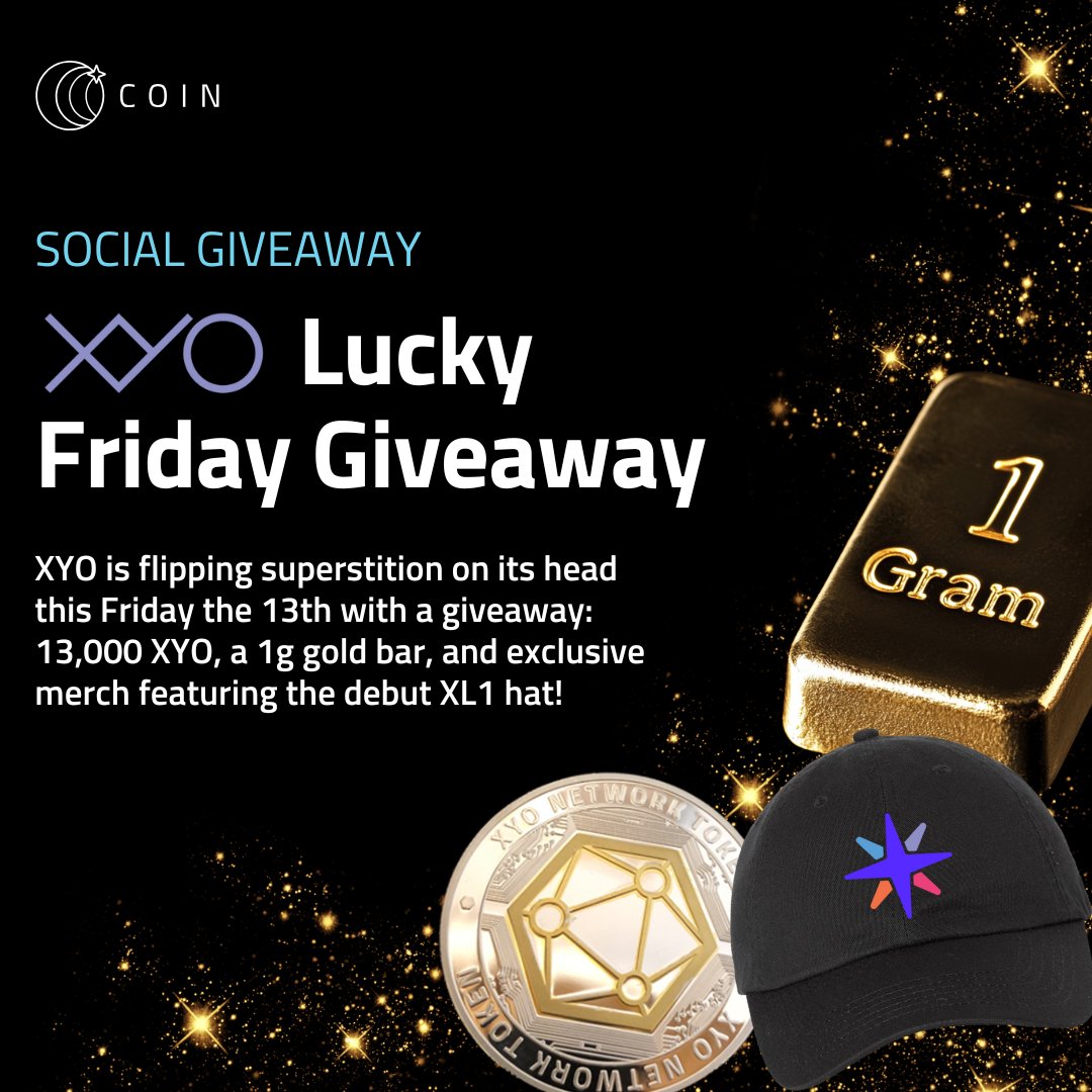 🍀 LUCKY FRIDAY GIVEAWAY 🍀

💰13K XYO,🥇1g gold bar,🧢 Exclusive XYO merch

Quote this post, use #XYOLuckyFriday, make it public, comment on the original <a href="/OfficialXYO/">XYO</a>  post

3 entries max (X, FB, IG)

⛏️ COIN users: RT for a shot at 3K COIN too!

Ends June 20.