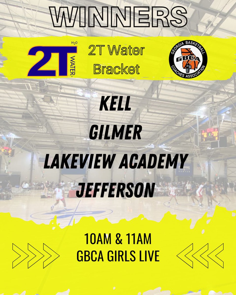 📊 The winners from the <a href="/2TWATER/">2T WATER</a> Bracket at the 10am &amp; 11am games!
#GBCAGirlsLIVE