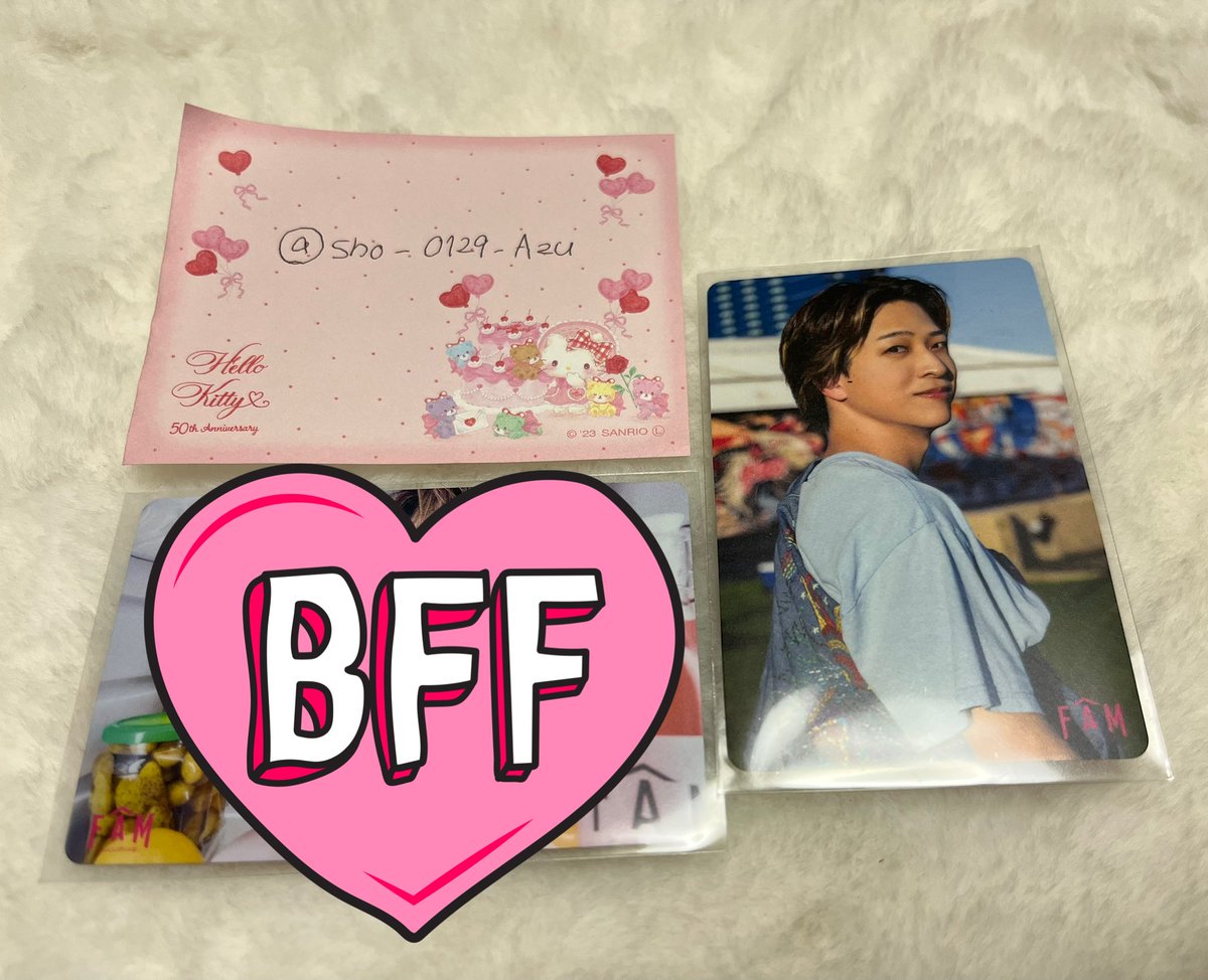 sho_0129_Az's tweet photo. @hakumai_o5me リプライ失礼いたします。
初回A寺西＆原所持しております。
ユニバ盤佐藤＆猪俣との交換可能でしょうか？
都内手渡しが難しく、郵送交換希望なのですがご検討の程よろしくお願いいたします🙇‍♀️ https://t.co/0GFr7meZe3