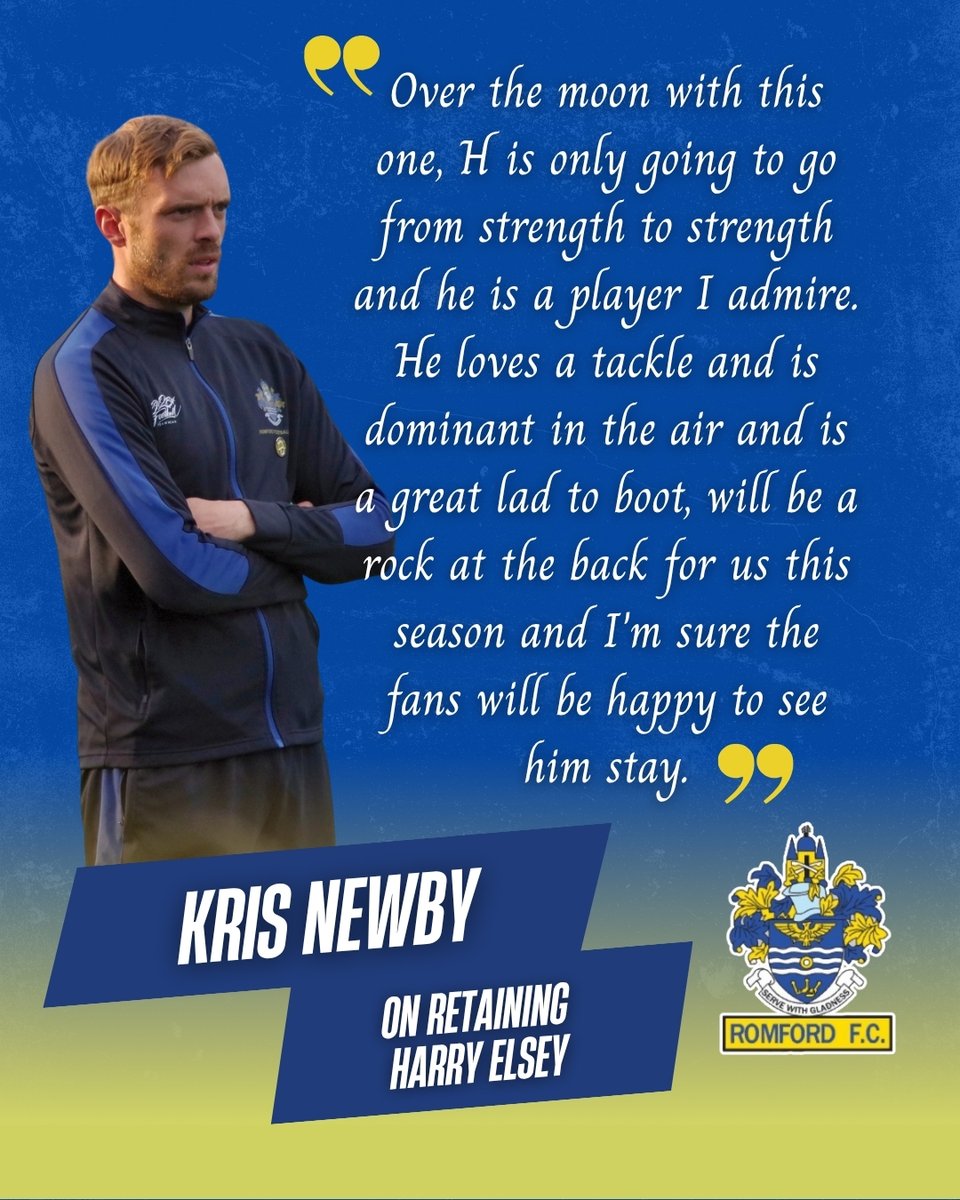 A few words from Romford FC Manager Kris Newby on the news that Harry Elsey has commited to The Boro for 2025/26.