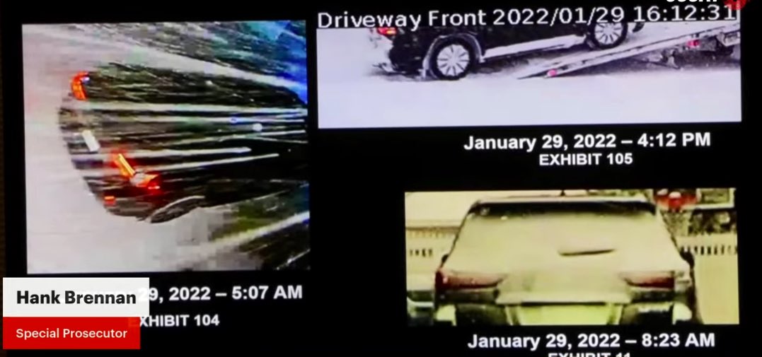 VinniePolitan's tweet image. #KarenRead prosecutor Hank Brennan uses this exhibit to argue to the jury KR’s tail light was broken before her SUV was seized. Watch the Verdict on @CourtTV