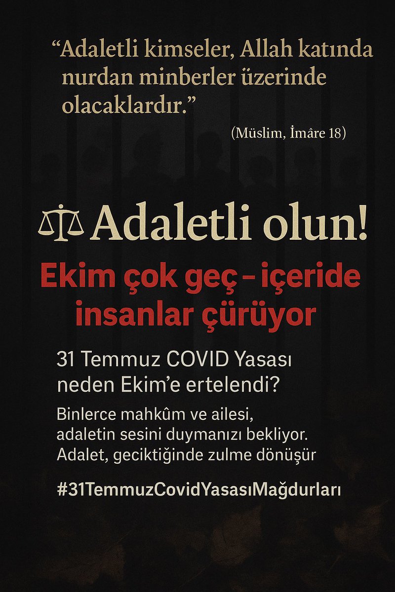 Ahmet Ali (Allah Var Gam Yok) (@ahmetylcnky3350) on Twitter photo <a href="/YildizFeti/">Feti Yıldız</a> Allah adaletli olmayı emreder.
Bilirkişi raporuna ve içtihatlere uymayan bazı hakimler tarafından haksız yere ceza alan mahkumlar icerde yatsın mı❗️
Adalet isteyen milyonlarca kitle var. Geciktirmeden yasal düzenlemeler yapılmalıdır. <a href="/avabdullahguler/">Abdullah Güler</a>
<a href="/YildizFeti/">Feti Yıldız</a> <a href="/yilmaztunc/">Yılmaz TUNÇ</a> <a href="/YildizFeti/">Feti Yıldız</a> Allah adaletli olmayı emreder.
Bilirkişi raporuna ve içtihatlere uymayan bazı hakimler tarafından haksız yere ceza alan mahkumlar icerde yatsın mı❗️
Adalet isteyen milyonlarca kitle var. Geciktirmeden yasal düzenlemeler yapılmalıdır. <a href="/avabdullahguler/">Abdullah Güler</a>
<a href="/YildizFeti/">Feti Yıldız</a> <a href="/yilmaztunc/">Yılmaz TUNÇ</a>
