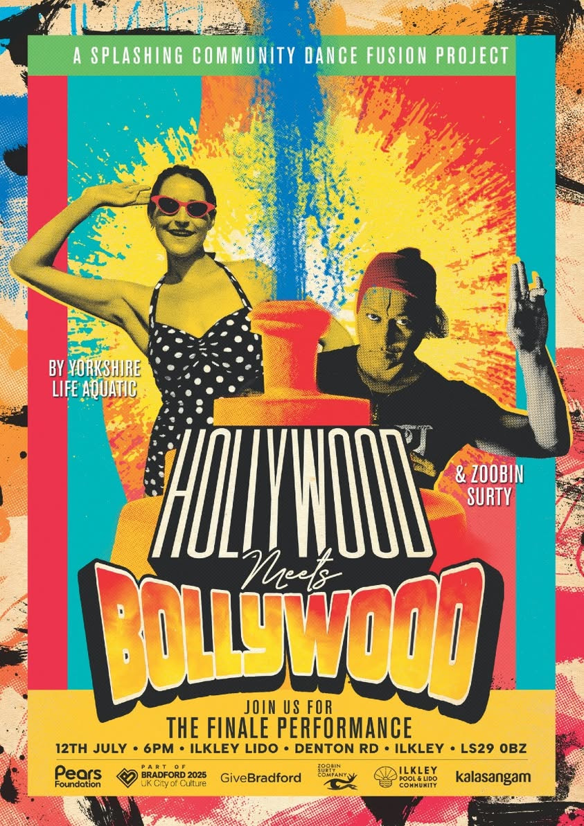 Bramley Mermaids Club (@bramleymermaids) on Twitter photo Join us and bollywood dancers performing "Hollywood meets Bollywood", a splashing community dance fusion project organised by <a href="/YorksLifeAqua/">Yorks Life Aquatic</a> and Zoobin Surty.
Finale Performance is on the 12th July at 6pm at Ilkley Lido, LS29 0BZ. Join us and bollywood dancers performing "Hollywood meets Bollywood", a splashing community dance fusion project organised by <a href="/YorksLifeAqua/">Yorks Life Aquatic</a> and Zoobin Surty.
Finale Performance is on the 12th July at 6pm at Ilkley Lido, LS29 0BZ.
