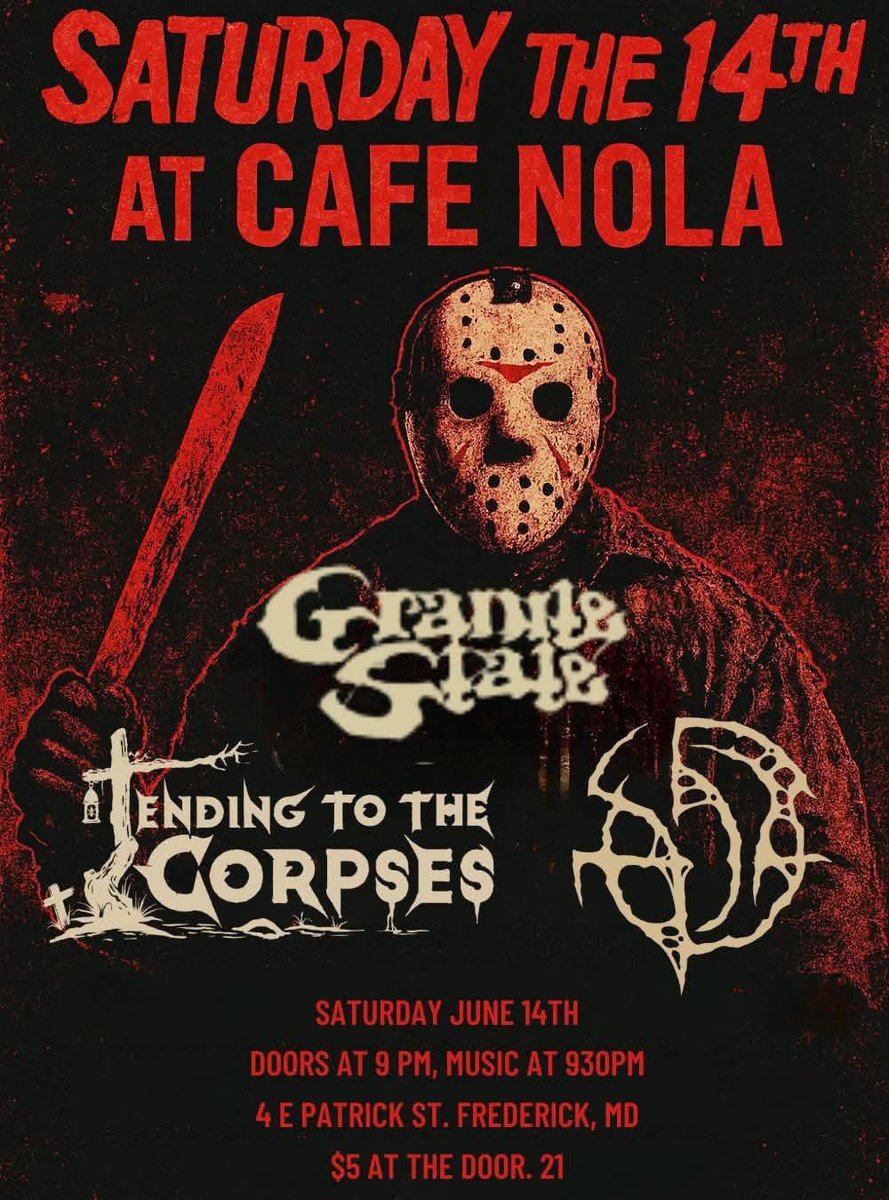 TOMORROW

CAFE NOLA IN FREDERICK, MD

$5 AT THE DOOR, GET THERE EARLY. WILL LIKELY SELL OUT