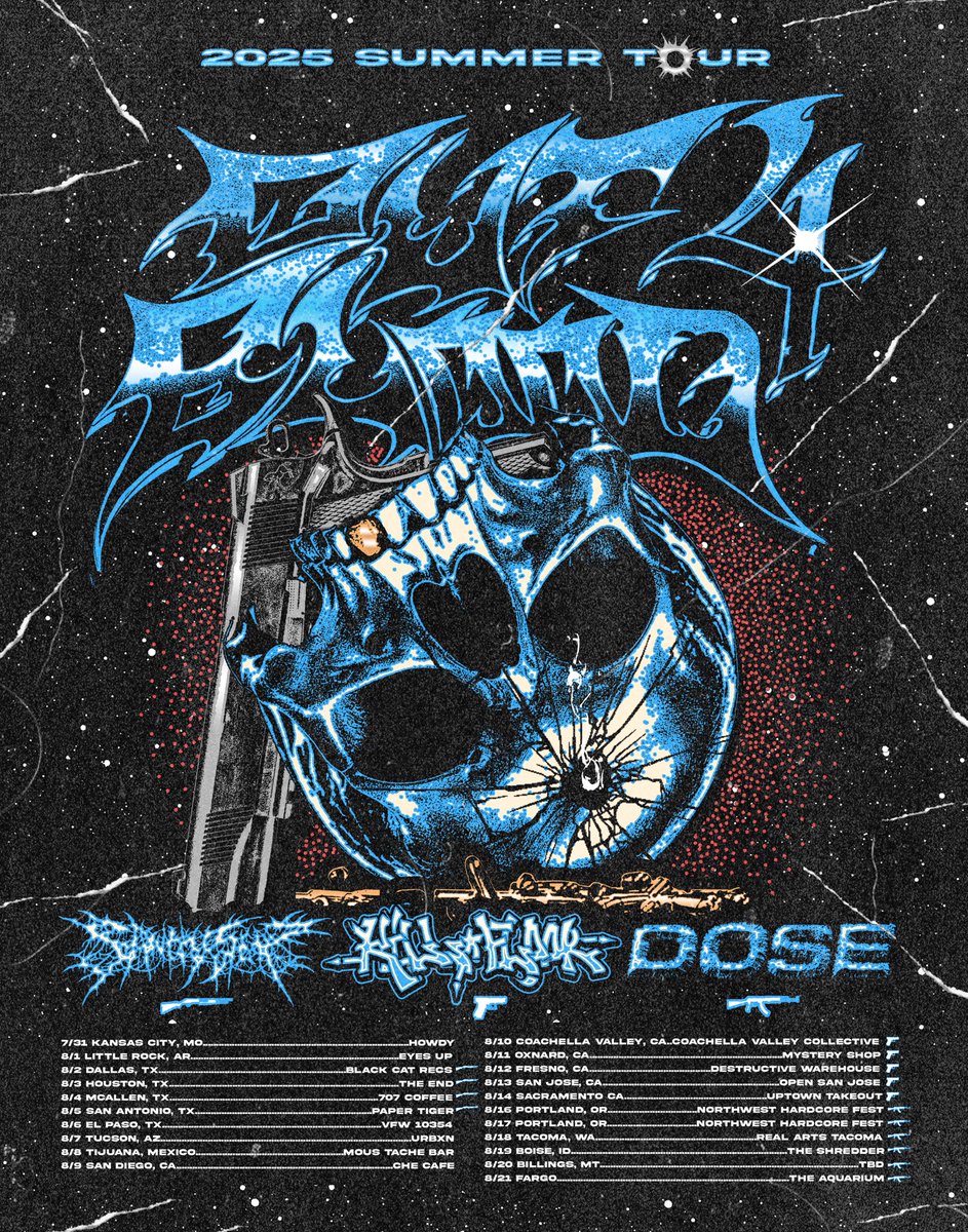 out4bloodhc's tweet image. We loved the West Coast so much last year we decided to run it back bigger and better this year. 

Hitting select dates with @sanityslip , Kill Floor, and @doseisaband 

See you in August 🩸