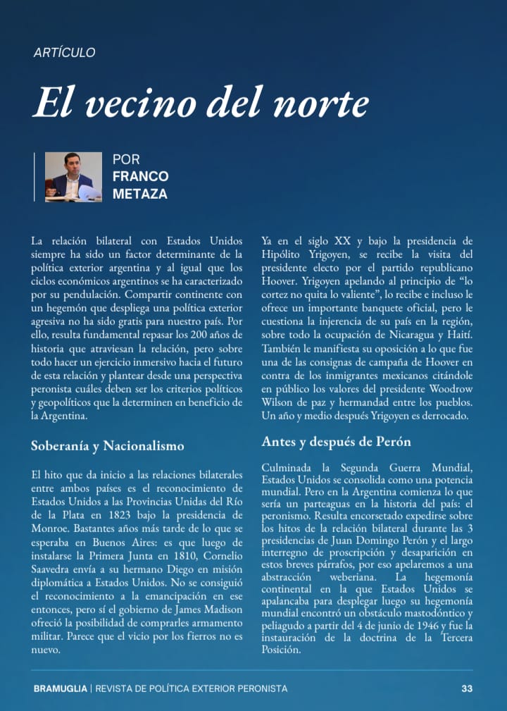 La Bramuglia (@labramuglia45) on Twitter photo 📝 <a href="/FMetaza/">Franco Metaza</a>, parlamentario del Mercosur por Argentina, escribe en nuestro primer número de la Revista Bramuglia.
Compartimos su nota "El vecino del norte".
🔗 Podés leer la revista en este link labramuglia.com/publicacion-nu… 📝 <a href="/FMetaza/">Franco Metaza</a>, parlamentario del Mercosur por Argentina, escribe en nuestro primer número de la Revista Bramuglia.
Compartimos su nota "El vecino del norte".
🔗 Podés leer la revista en este link labramuglia.com/publicacion-nu…