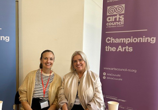 It was back to school this week for our Director of Arts Development, Gilly Campbell, and Visual Arts Collections Officer, Joanna Johnston.

They attended Hunterhouse College, Belfast career fair alongside other public and private sector organisations.

It was great to take part