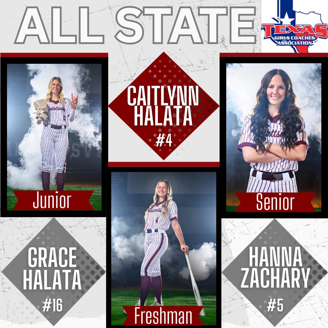 Caitlynn Halata (@halatacaitlynn) on Twitter photo Thank you TGCA for selecting me to the All State team🥎 Also Congrats to my fellow teammates <a href="/GraceHalata/">Grace Halata</a> (Sis) & Hanna Zachary🔥 <a href="/TXUnitySmith/">Texas Unity Smith</a> <a href="/UnityCoachGary/">Gary Smith Jr</a> <a href="/SoftballDown/">Down South Softball</a> <a href="/AGLSoftball/">AthletesGoLive Softball</a> <a href="/LineDsoftball/">Line Drive Media</a> <a href="/ExtraInningSB/">EXTRA INNING SOFTBALL</a> <a href="/AustinTGCA/">TGCA</a> <a href="/CoachLeviMonty/">Levi Montgomery</a> <a href="/hbteams/">Hallettsville Brahma Athletics</a> <a href="/LBteams/">Hallettsville Lady Brahma Athletics</a> <a href="/CallieMaeK/">Coach Callie Kresta</a> Thank you TGCA for selecting me to the All State team🥎 Also Congrats to my fellow teammates <a href="/GraceHalata/">Grace Halata</a> (Sis) & Hanna Zachary🔥 <a href="/TXUnitySmith/">Texas Unity Smith</a> <a href="/UnityCoachGary/">Gary Smith Jr</a> <a href="/SoftballDown/">Down South Softball</a> <a href="/AGLSoftball/">AthletesGoLive Softball</a> <a href="/LineDsoftball/">Line Drive Media</a> <a href="/ExtraInningSB/">EXTRA INNING SOFTBALL</a> <a href="/AustinTGCA/">TGCA</a> <a href="/CoachLeviMonty/">Levi Montgomery</a> <a href="/hbteams/">Hallettsville Brahma Athletics</a> <a href="/LBteams/">Hallettsville Lady Brahma Athletics</a> <a href="/CallieMaeK/">Coach Callie Kresta</a>
