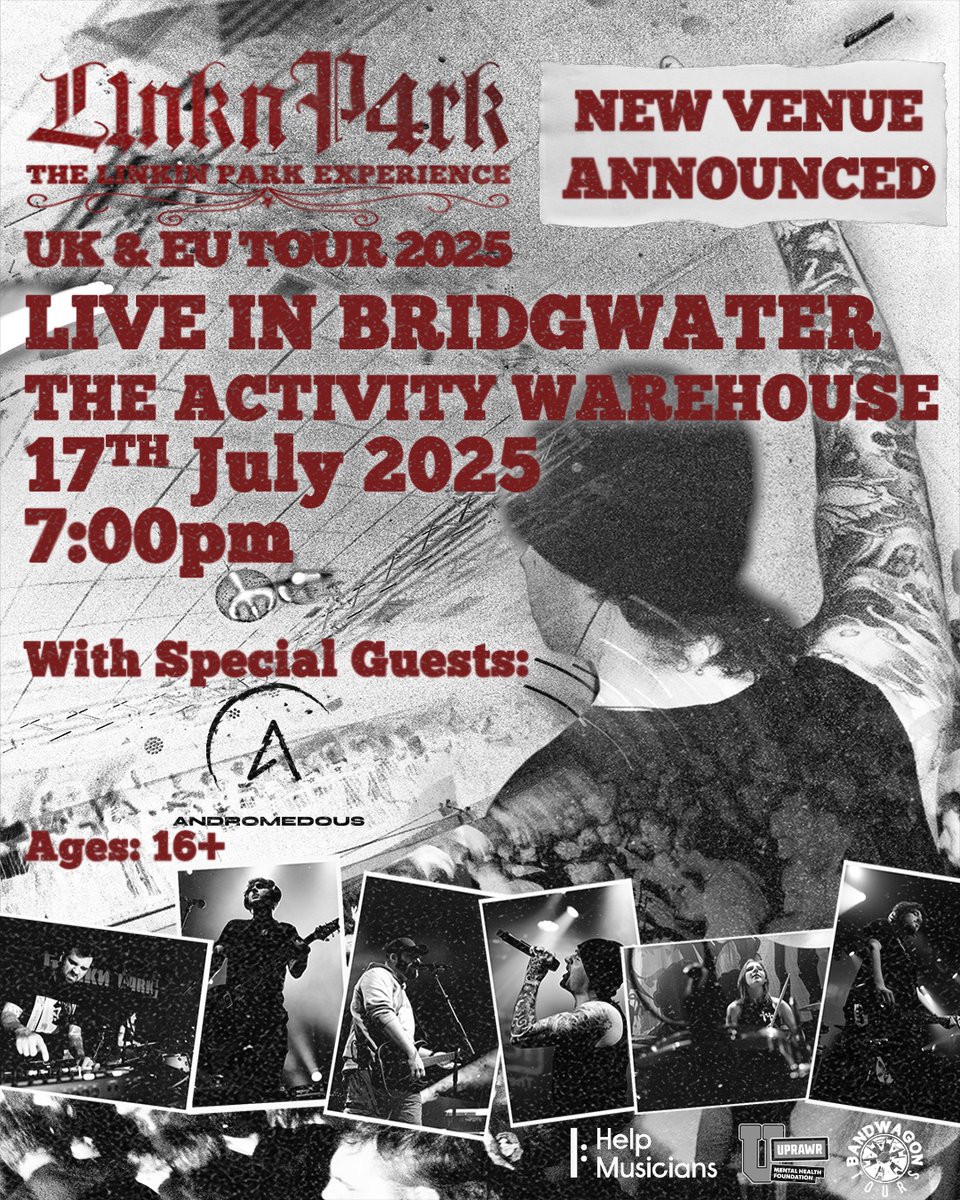 VENUE CHANGE! 
Bridgwater, our show on 17.07 will now be at The Activity Warehouse!
All tickets still valid, see you in the pit with <a href="/andromedous/">Andromedous</a> 🫡