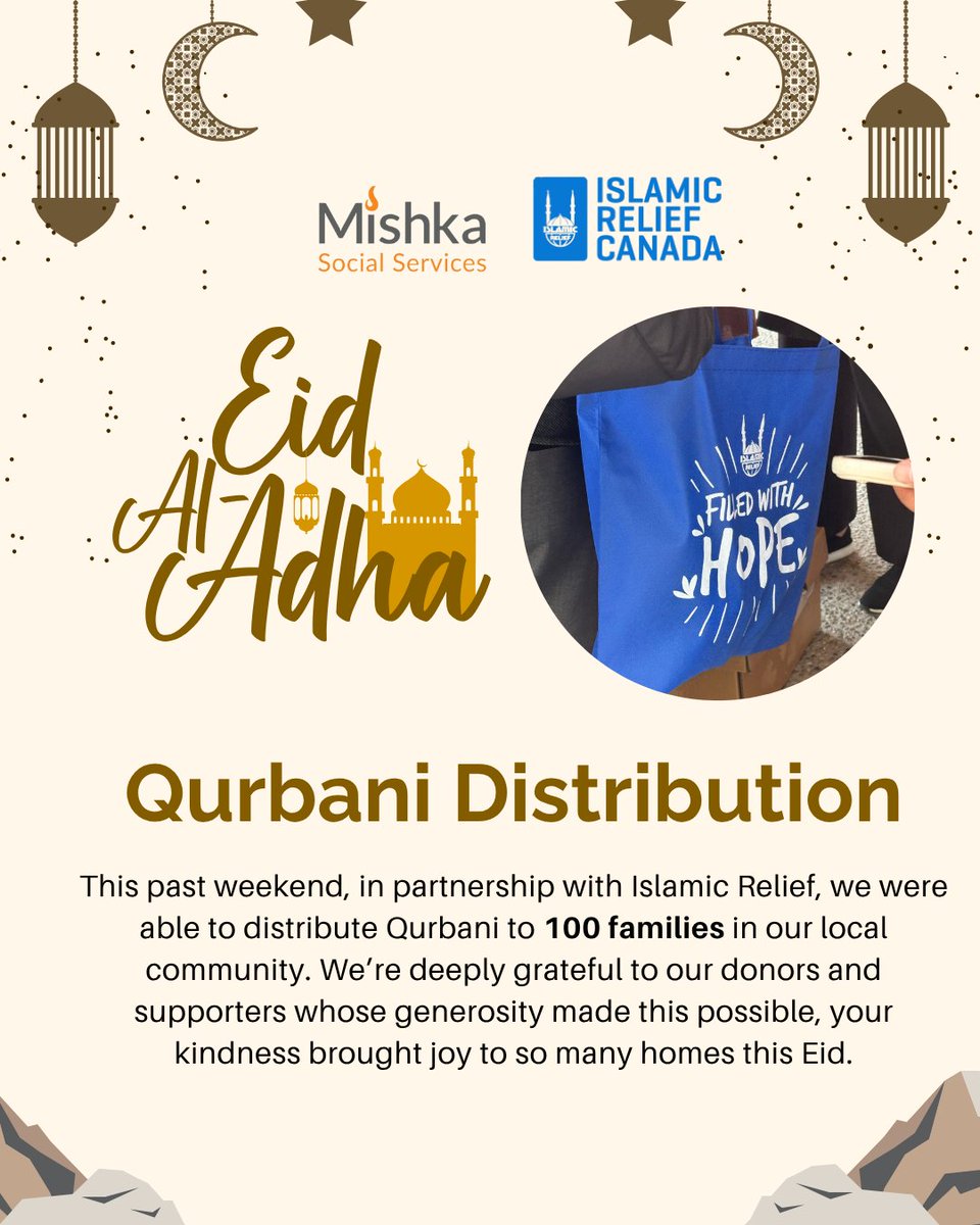 Together with Islamic Relief, we distributed Qurbani to 100 families in our local community this Eid. Huge thanks to our donors and supporters, your generosity made this possible and brought joy to so many homes