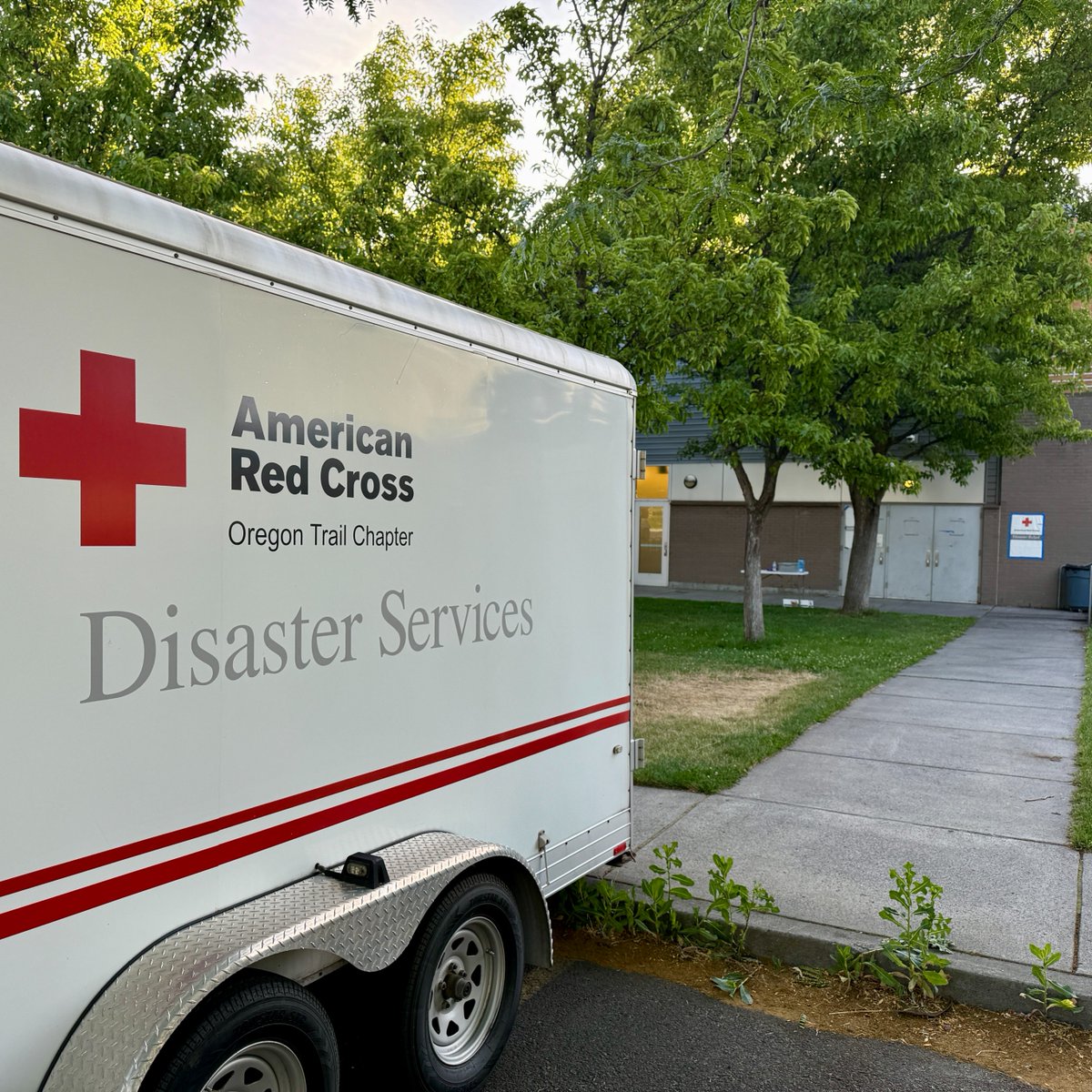 “We are still set up at The Dalles Middle School helping people who’ve been displaced by the Rowena Fire.  Many people have come in to tell us their homes have been destroyed. 
People like Austin who had to rush back to his home and get his dog.  He said the fire sounded like a