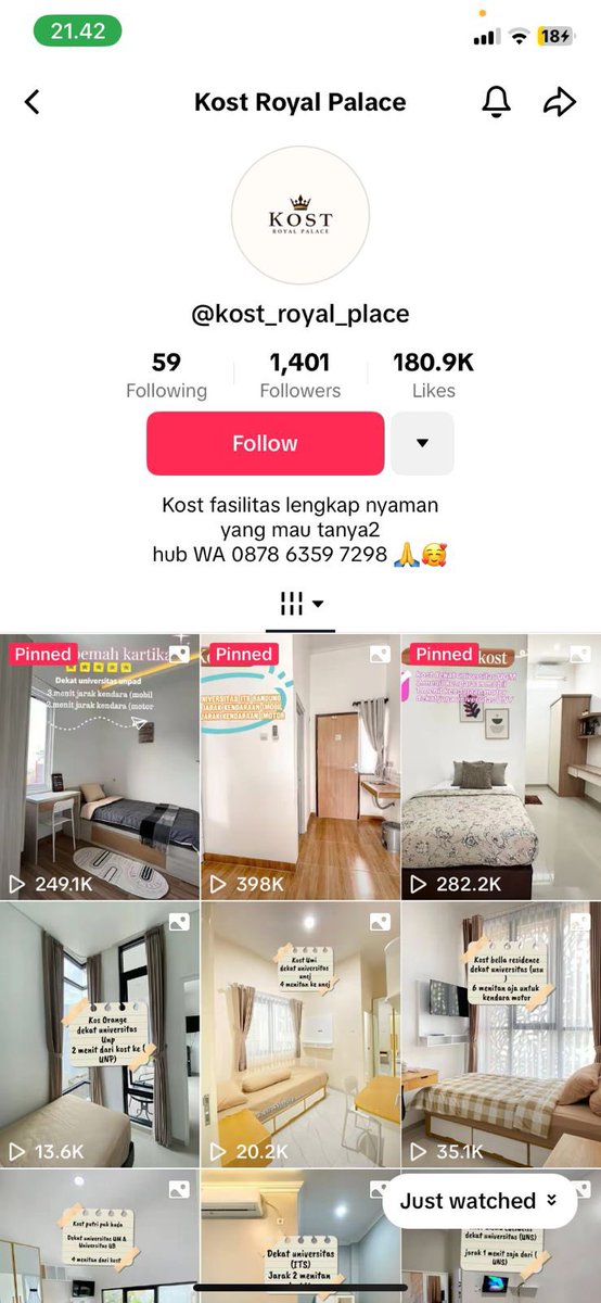 Kalo thread ini lewat tolong bantu RT + SHARE + REPORT akun ini yaa agar tidak ada korban selanjutnya 

Temenku habis KENA TIPU INFO KOSAN sama akun tiktok @.kost_royal_place temenku udah kena tipu sama mereka dan hangus 600k, Komen kita ditiktok jg DIHAPUS HAPUSIN PENIPU KENTUT