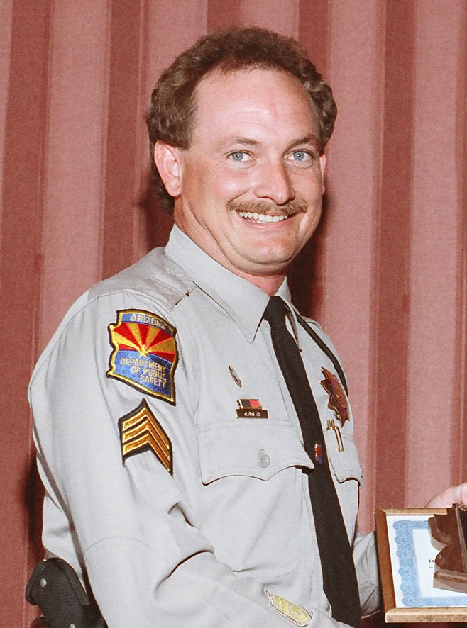 Arizona_DPS's tweet image. Today we remember Sergeant Mark Dryer (#9764). On July 3, 1993, Sgt. Dryer was struck and killed by a passing vehicle while standing near a motorist during a traffic stop south of Phoenix. The at-fault driver was under the influence of drugs & was sentenced to 15 years in prison.