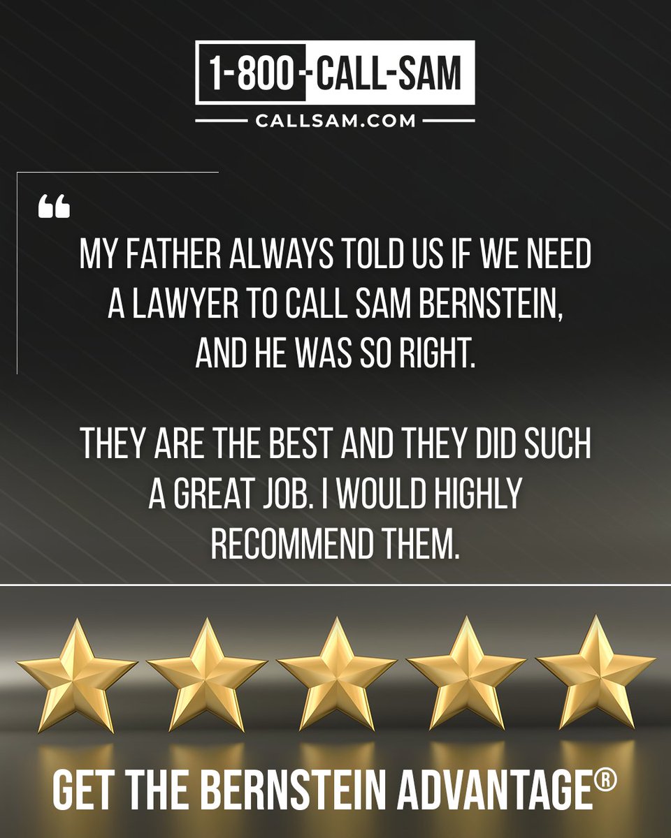 After an accident, there are two types of people: those who got The Bernstein Advantage® and those who wish they did. 💫

At Sam Bernstein Law, we treat our clients like family. Our team offers the care and support you need, while fighting to get you the money and justice you
