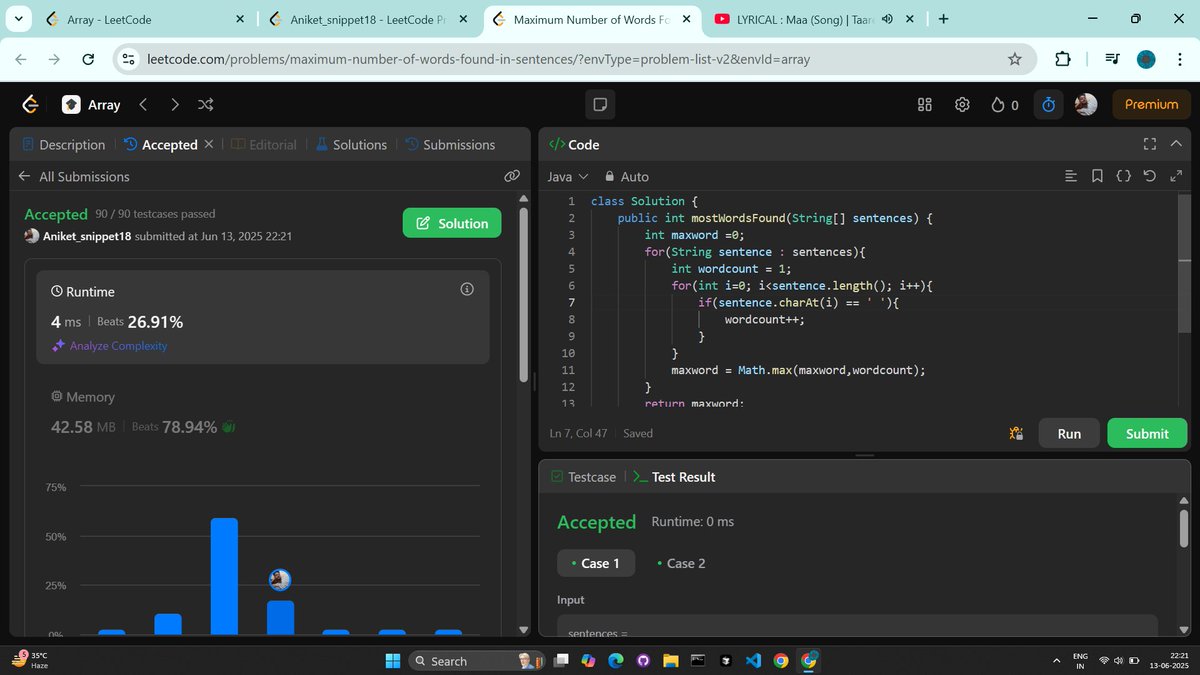 Aniket_dev_18's tweet photo. Day 12- 13 of #100DaysOfCode
- Solved 2 questions
1) Maximum no. of word (2114)
2) Keep multiplying (2154)
@LeetCode
#letconnect #TechTwitter #BuildInPulic #LeetCode #Java #DSA #Connect #CodingChallenge #java #DSA #connect https://t.co/BIhbFyAuNZ