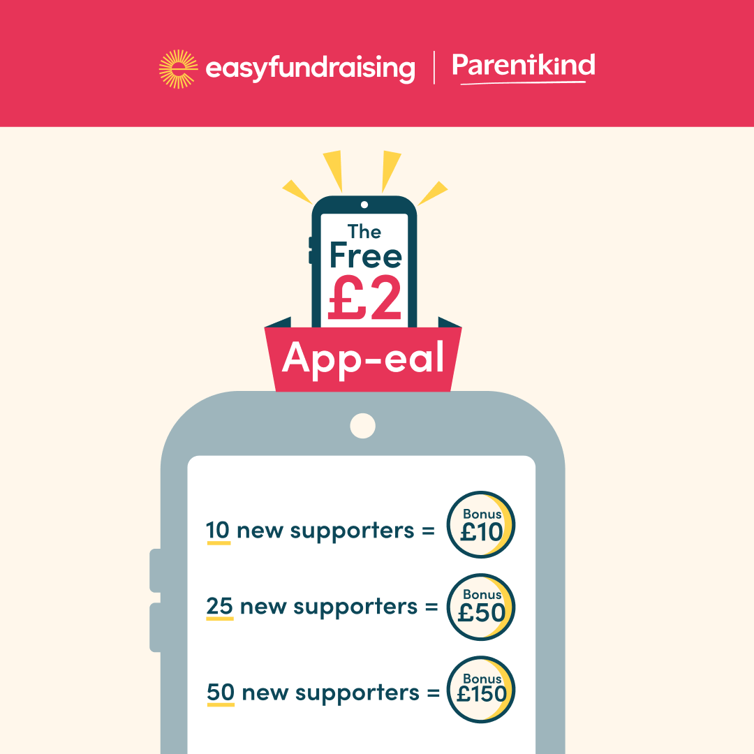How does an extra £150 donation app-eal? 😯

As part of the Free £2 App-eal from <a href="/easyuk/">easyfundraising</a>, get a bonus £2 donation for every new supporter via their app this month. Get 10+ to unlock bonus donations of up to £150! tinyurl.com/3punp6s8