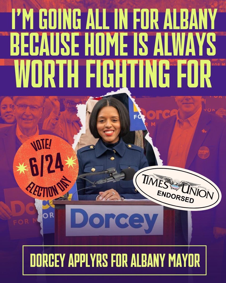 NYWFP's tweet photo. 🚨Breaking🚨 Times Union endorses WFP Champion Dorcey Applyrs for Albany Mayor! @DorceyForAlbany is the fighter that Albany deserves — let's bring this home! https://t.co/GNAmulHwAC