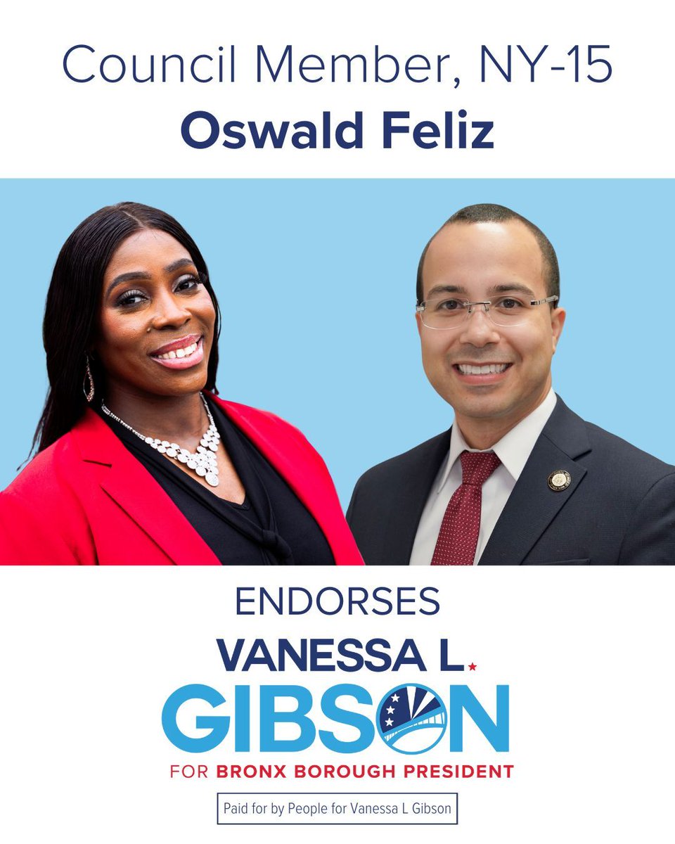 Thank you to these incredible leaders in the New York City Council for endorsing my campaign. I’m honored to stand alongside you in the fight for a better Bronx 💙

-Vanessa