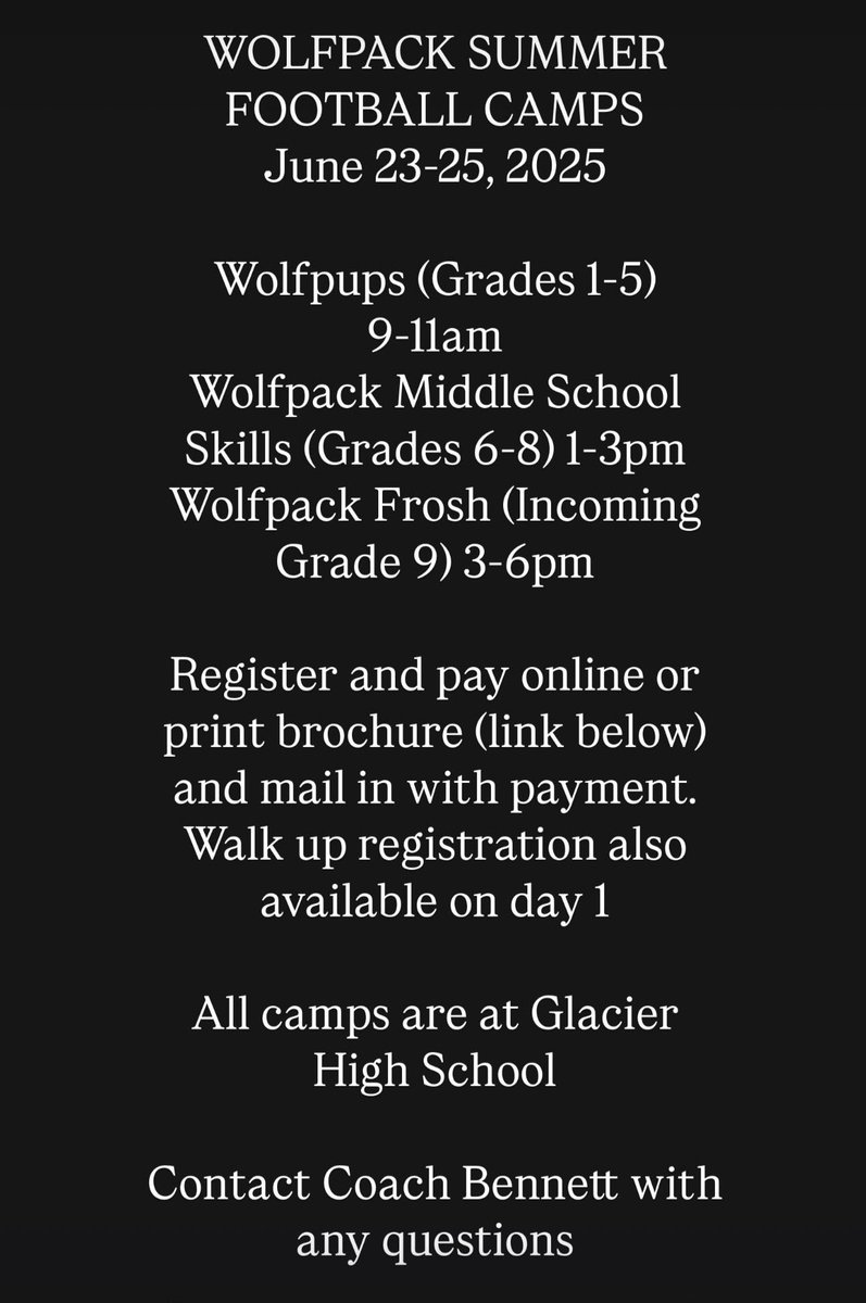Glacier Wolfpack Football Camp