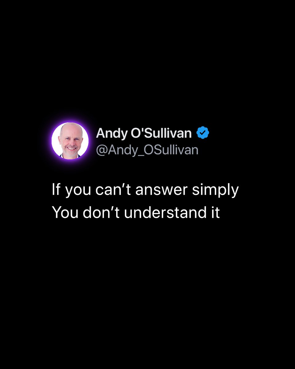 Challenging questions are often simple.
What makes them hard is wanting to sound smart.
Strip it back. Answer honestly.
Simplicity is the challenge

Speak up. Stand out. Succeed. Free tips &amp; tools 👉 speaker.chat/hub

#PublicSpeaking #ExecutivePresence #SpeakWithConfidence
