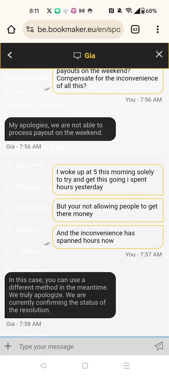 The truth is <a href="/bookmaker_eu/">Official Bookmaker</a> is not an A+ #Sportsbook 😡 I haven't been able to get a #Crypto payout for 2 days. Live customer service is a mess and there's nobody to talk to on the 📱 Requests for a supervisor are ignored and a #Bankwire payout is $600. A+ 🤔 No way #Bookmaker