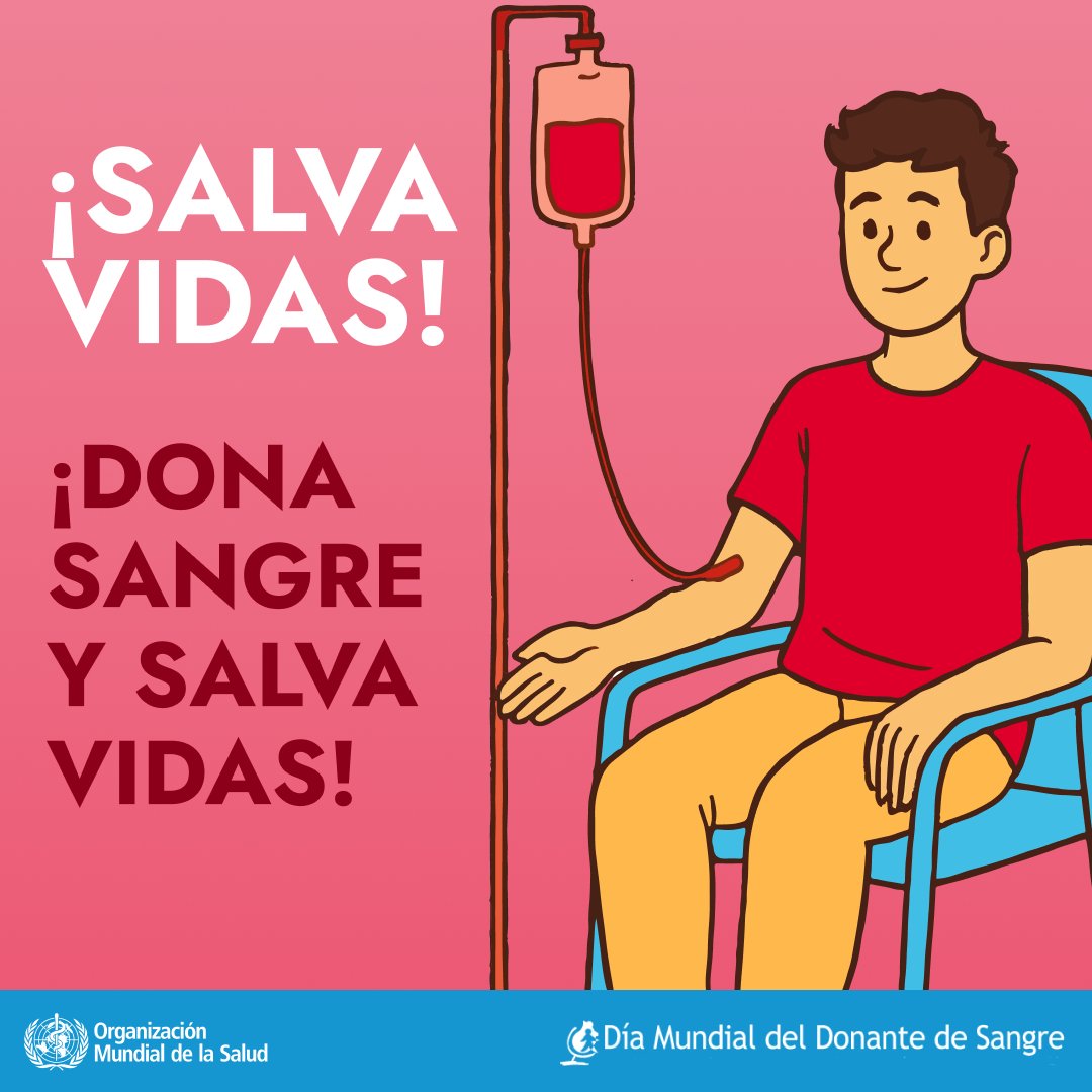 Naciones Unidas (@onu_es) on Twitter photo Cada pocos segundos alguien, en algún lugar, necesita una transfusión de sangre.
Donar sangre salva vidas.
Este Día del Donante de Sangre, nos recuerda la importancia de este acto altruista lleno de vida.
vía <a href="/WHO/">World Health Organization (WHO)</a> Cada pocos segundos alguien, en algún lugar, necesita una transfusión de sangre.
Donar sangre salva vidas.
Este Día del Donante de Sangre, nos recuerda la importancia de este acto altruista lleno de vida.
vía <a href="/WHO/">World Health Organization (WHO)</a>