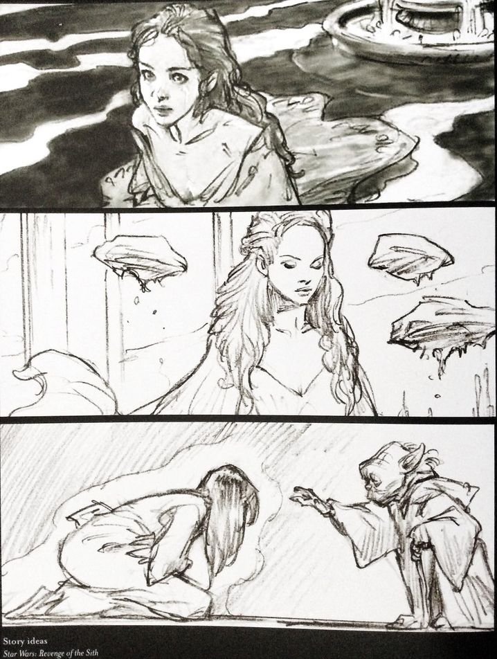 this concept art of padme being force-sensitive during her pregnancy... i wish this had been explored in ROTS 💔