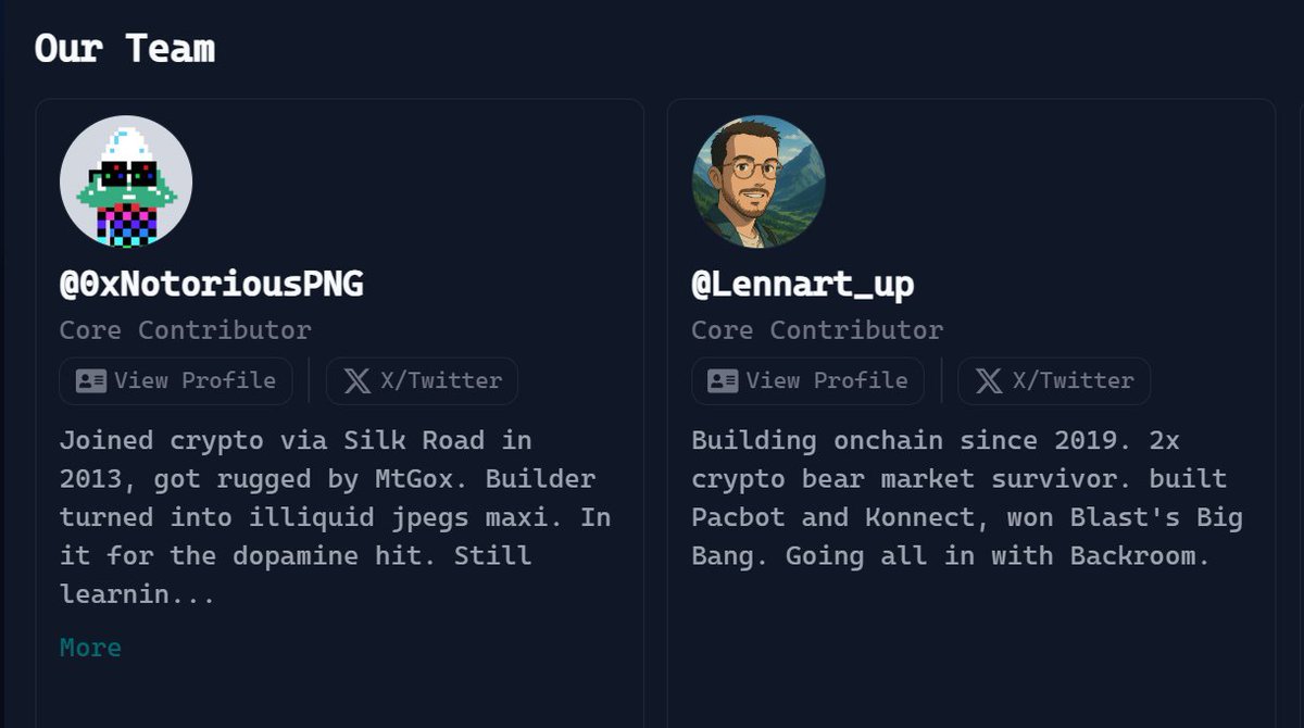 $ROOM is launching in 4 days, and this could be worth your <a href="/virtuals_io/">Virtuals Protocol</a>  points.

First, they have a strong Dev's team.

Led by <a href="/Lennart_up/">Lennart 🎢🟩</a>, the founder of Pacbot, and also Big Bang Winner on <a href="/blast/">Blast</a>.

I have a very good experience working with him in the past.

Another dev,