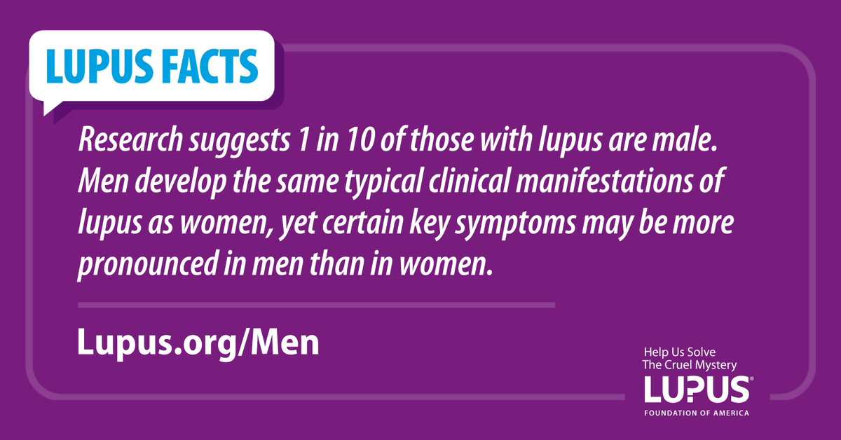 1 in 10 people with #lupus are men — but their stories are often overlooked. This #MensHealthMonth, we’re raising awareness about how lupus impacts men differently. From more severe complications to delayed diagnoses.

🔗 Learn more about lupus and men: buff.ly/QB1lL9S