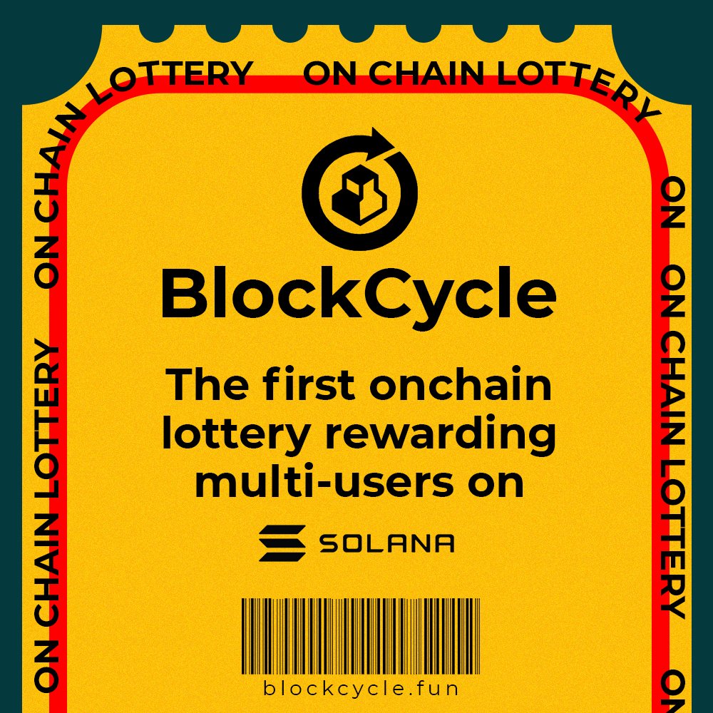 blockcycler's tweet image. Introducing BlockCycle 🎟️
The first multi-winner onchain lottery on Solana — transparent, provably fair, and built for real participants, not just whales.
✅ Multiple winners per cycle
✅ 100% onchain and auditable
✅ Fair odds, fair launch
✅ Surprises for active holders and…