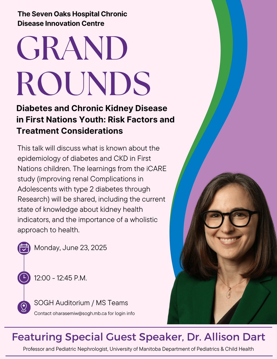 DREAM_Theme (@dream_diabetes) on Twitter photo 📣 Join us for <a href="/SevenOaksCDIC/">SevenOaksCDIC</a> Grand Rounds, where DREAM co-lead <a href="/allisondart7/">Allison Dart</a> will present "Diabetes and CKD in First Nations Youth: Risk Factors and Treatment Considerations" on Mon, June 23, from 12 - 12:45 p.m. CST, in-person or online. Email dream@chrim.ca for MS Teams link! 📣 Join us for <a href="/SevenOaksCDIC/">SevenOaksCDIC</a> Grand Rounds, where DREAM co-lead <a href="/allisondart7/">Allison Dart</a> will present "Diabetes and CKD in First Nations Youth: Risk Factors and Treatment Considerations" on Mon, June 23, from 12 - 12:45 p.m. CST, in-person or online. Email dream@chrim.ca for MS Teams link!