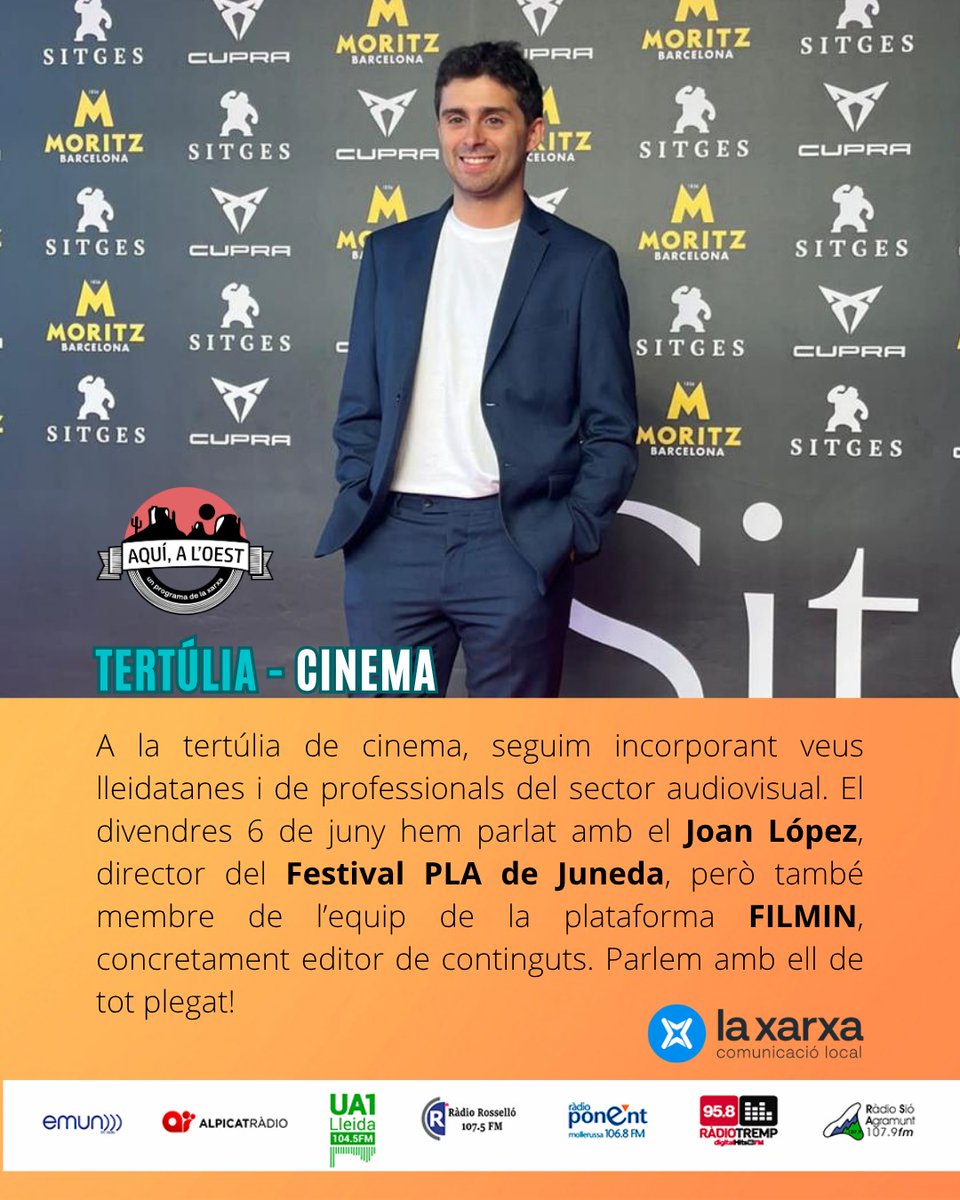 Seguim amb més entrevistes a les tertúlies de cinema. La setmana passada vam tenir amb nosaltres al Joan López, editor de continguts de la plataforma Filmin. Atenció!

radiorossello.cat/programs/aqui-…