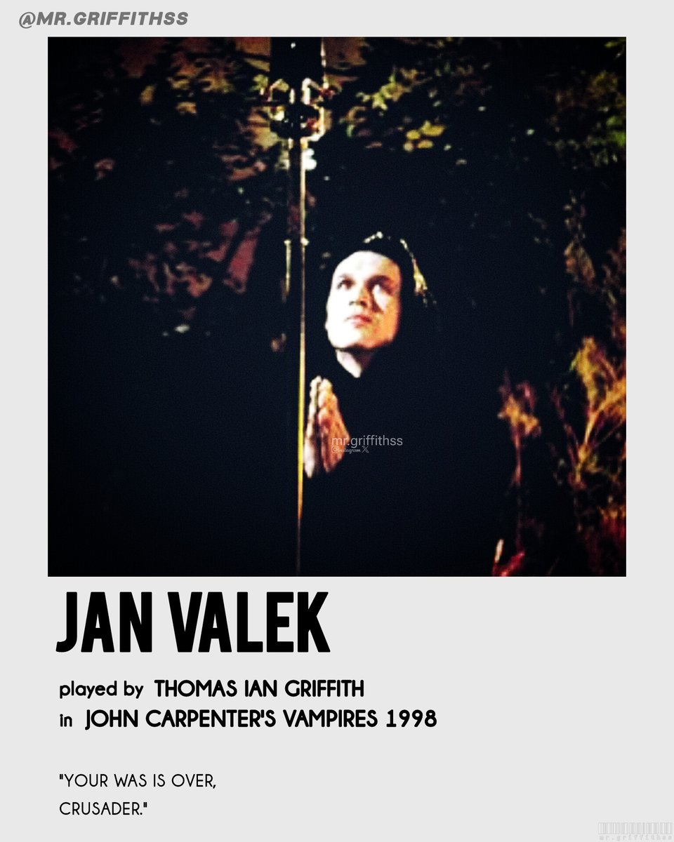 "𝑯𝒆'𝒔 𝒂 𝒈𝒓𝒆𝒂𝒕 𝒗𝒂𝒎𝒑𝒊𝒓𝒆. 𝑰 𝒕𝒉𝒊𝒏𝒌 𝒉𝒆'𝒔 𝒐𝒏𝒆 𝒐𝒇 𝒕𝒉𝒆 𝒃𝒆𝒔𝒕 𝒔𝒊𝒏𝒄𝒆 𝑪𝒉𝒓𝒊𝒔𝒕𝒐𝒑𝒉𝒆𝒓 𝑳𝒆𝒆."

‐#JohnCarpenter on <a href="/tigianpage/">Thomas Ian Griffith</a> 's performance in #Vampires circa 1998.

#fangfriday #ThomasIanGriffith #JanValek #throwback #90s #movies #aesthetic