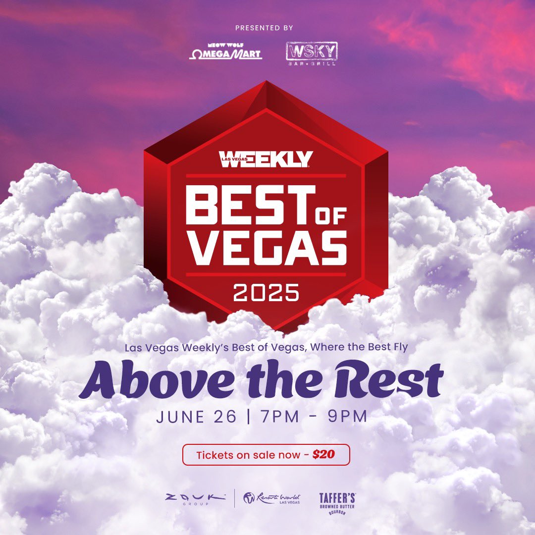Tickets are live, and the clock is ticking! ⏰ Join us at Zouk Nightclub from 7-9 p.m. on June 26 for Las Vegas Weekly's Best of Vegas celebration! 🎉🎶 Prices go up on June 20. Must be 21+ to attend. #LVWBestofVegas #LVWBestofVegas lasvegasweekly.com/bestofvegas2025