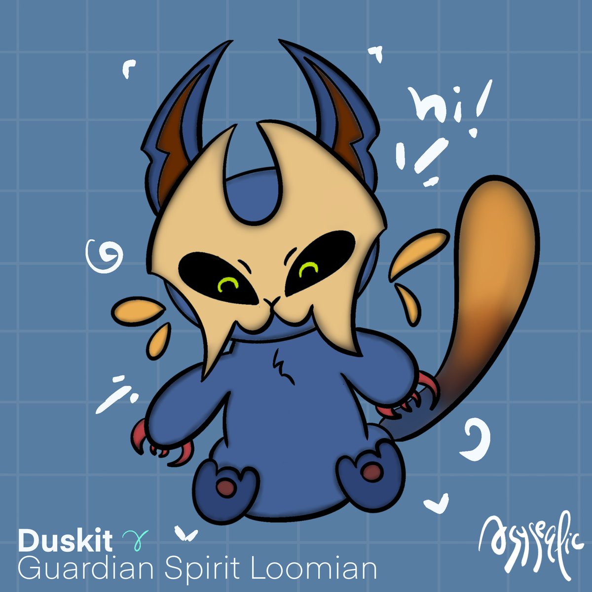 tiny duskit 🤗💙 #LoomianLegacy #LoomianLegacyArt 
~ decided to draw duskit to test out shading.. am trying to improve my art skills ^^ ~

if you have any opinions regarding how I can improve (like texture, shading etc.), feel free to leave them down below!!